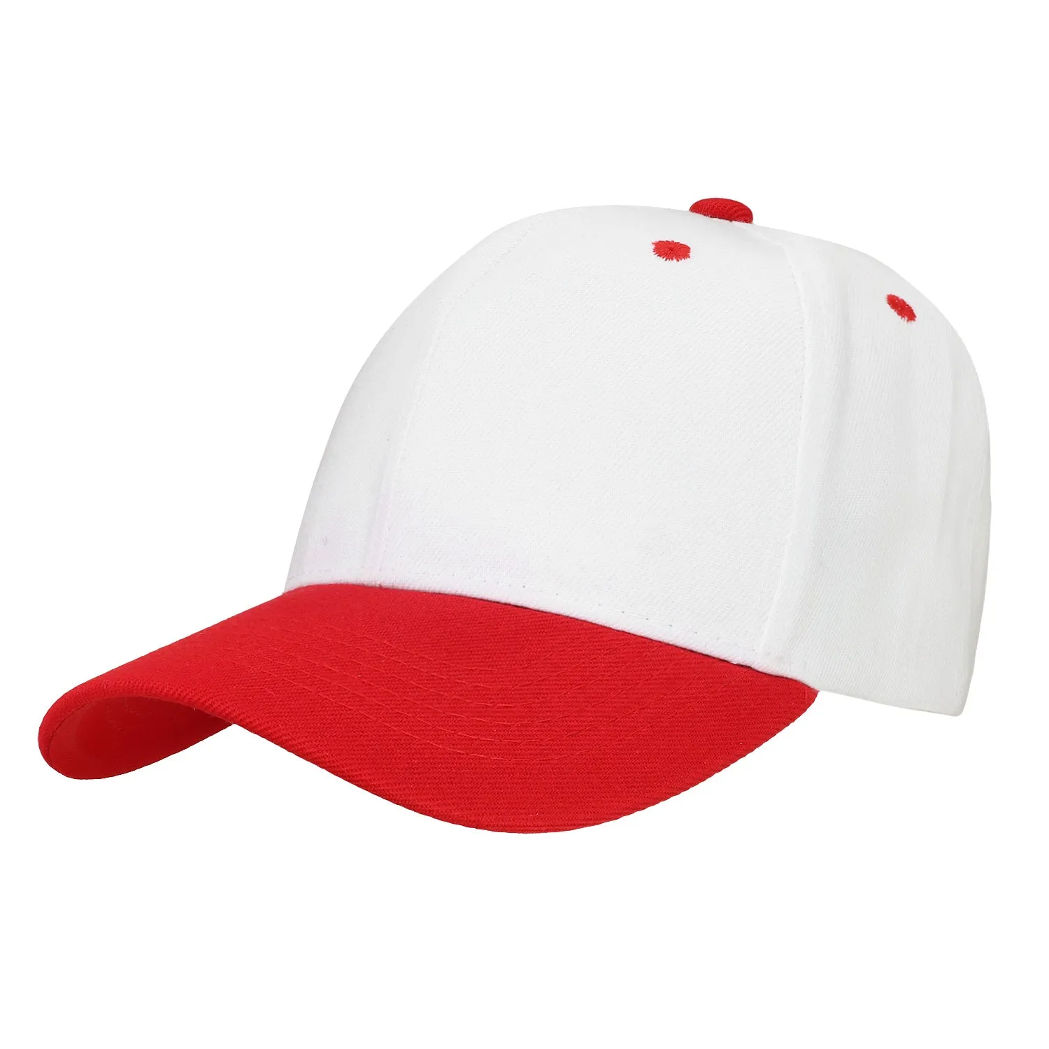 144-Pack Baseball Dad Cap Velcro Strap Adjustable Size - White/Red