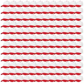 144-Pack Baseball Dad Cap Velcro Strap Adjustable Size - White/Red