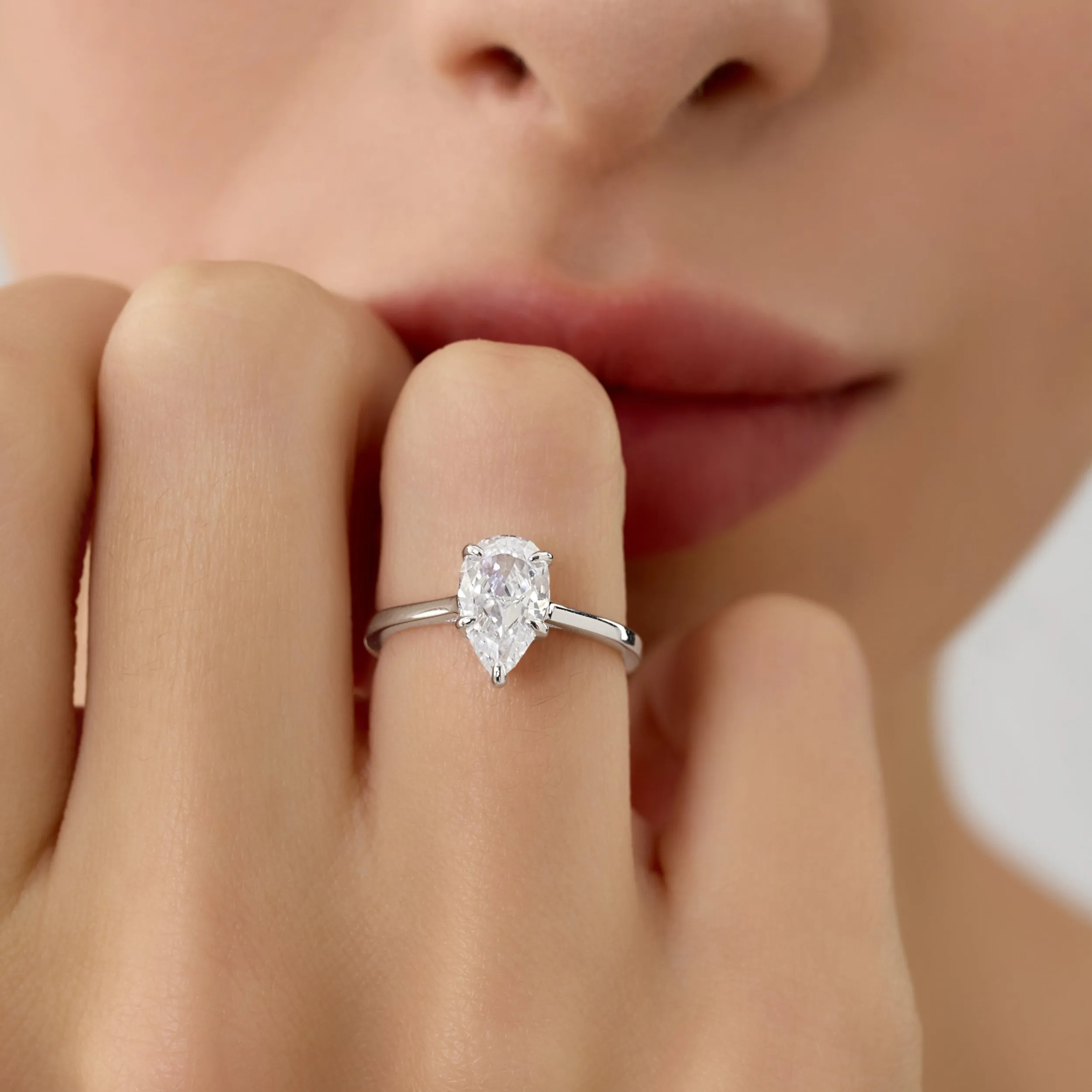 1.75 Carat Pear Cut Solitaire Engagement Ring