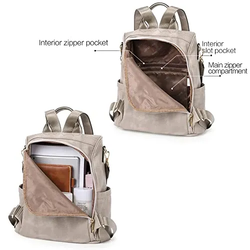 2 Tone Vintage Grey Women's Backpack Purse for Travel and Leisure