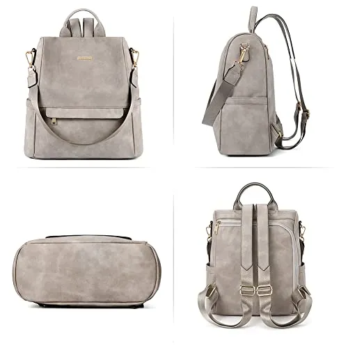 2 Tone Vintage Grey Women's Backpack Purse for Travel and Leisure