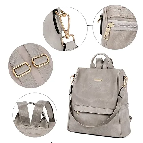 2 Tone Vintage Grey Women's Backpack Purse for Travel and Leisure