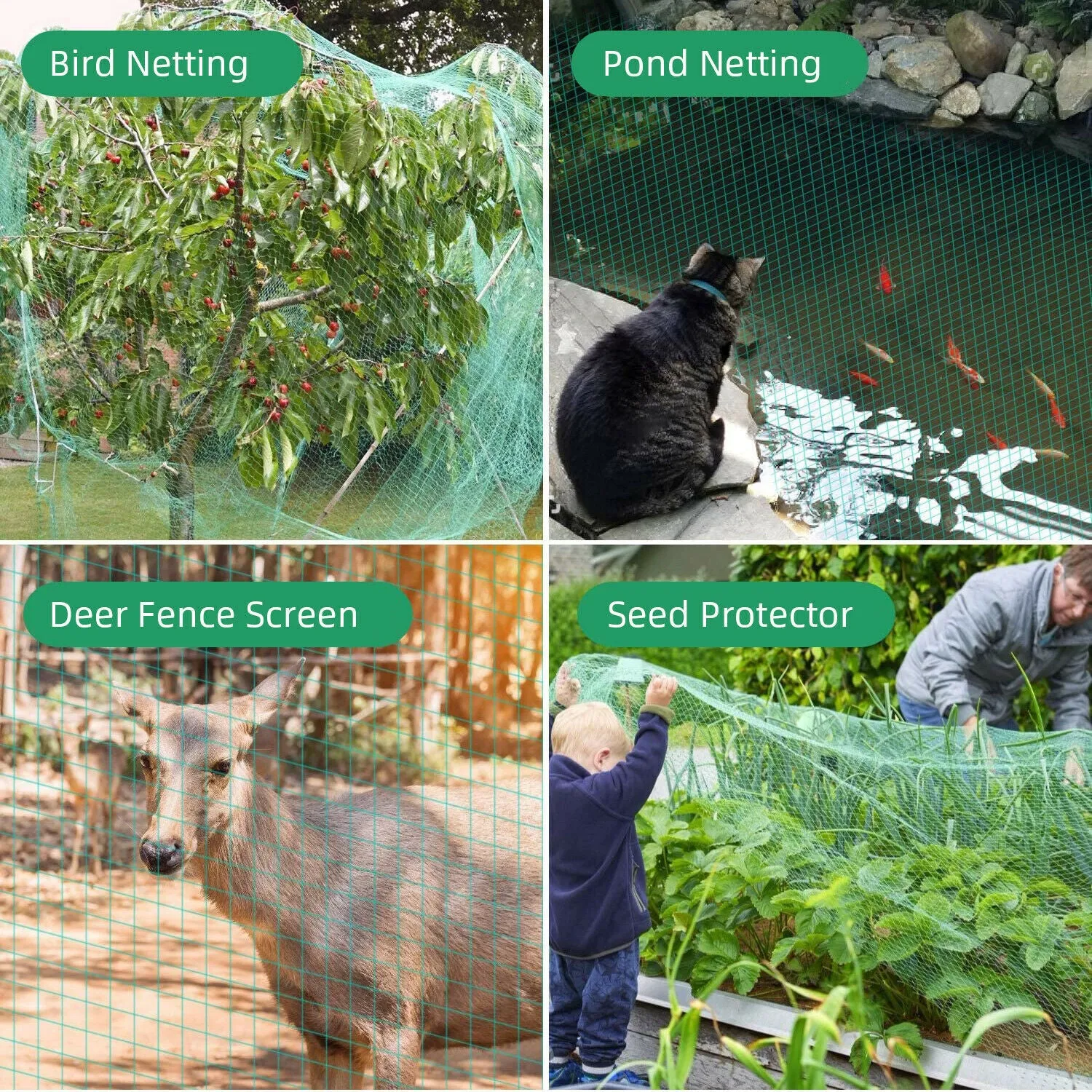 33FT Anti Bird Netting Pond Net Tree Crops Plants Fruits Garden Mesh Protection