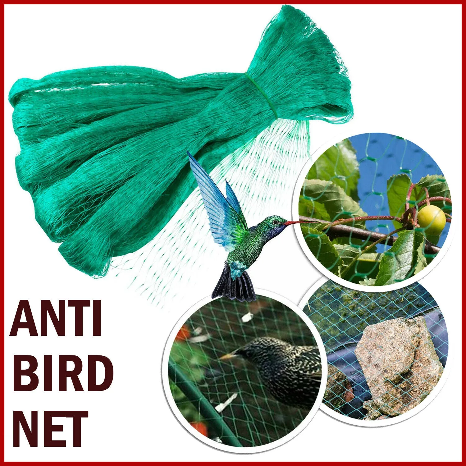 33FT Anti Bird Netting Pond Net Tree Crops Plants Fruits Garden Mesh Protection