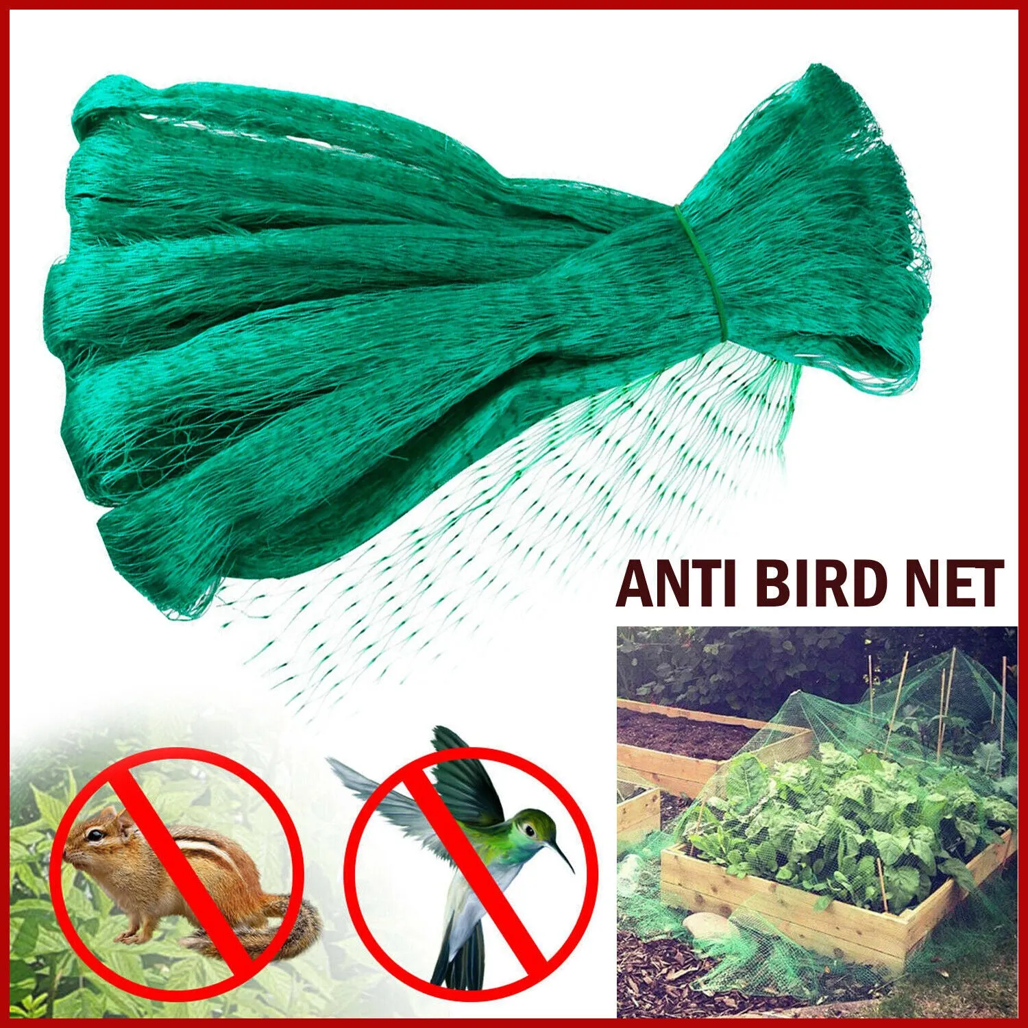 33FT Anti Bird Netting Pond Net Tree Crops Plants Fruits Garden Mesh Protection
