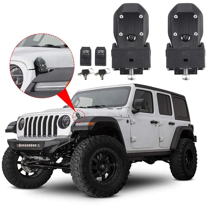 ABS Hood Latch Kit Anti-Theft for Jeep Wrangler JK JL and Gladiator JT