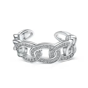 Adjustable Pave Wide Curb Link Chain Ring
