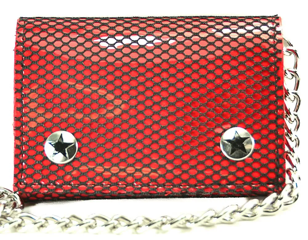 AssortedTri Fold Wallet With Black Fishnet