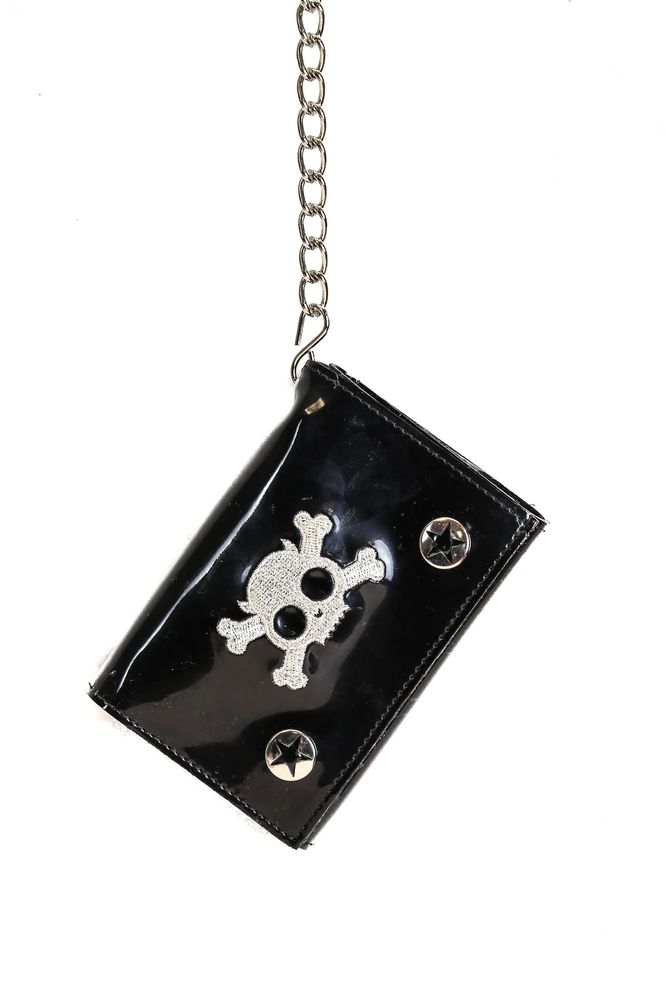AssortedTrifold Wallet With Silver Embroided Skull
