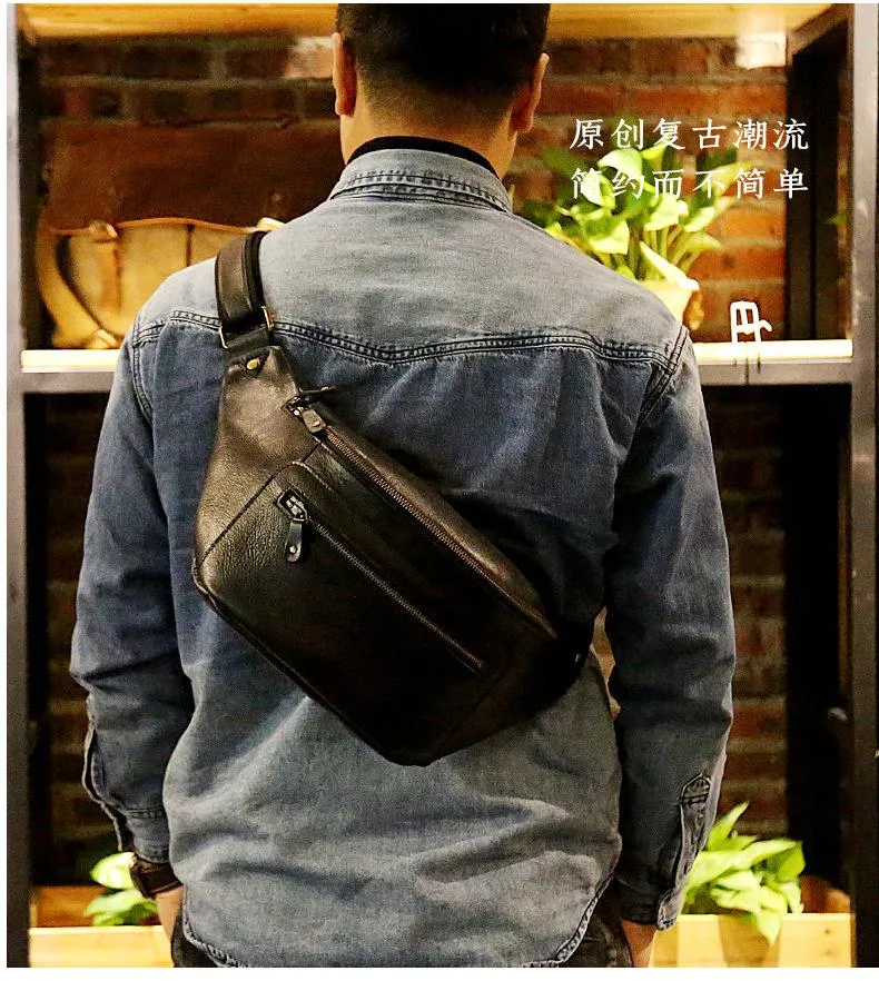 Brown LEATHER MENS FANNY PACK FOR MEN BUMBAG Black WAIST BAGS FOR MEN