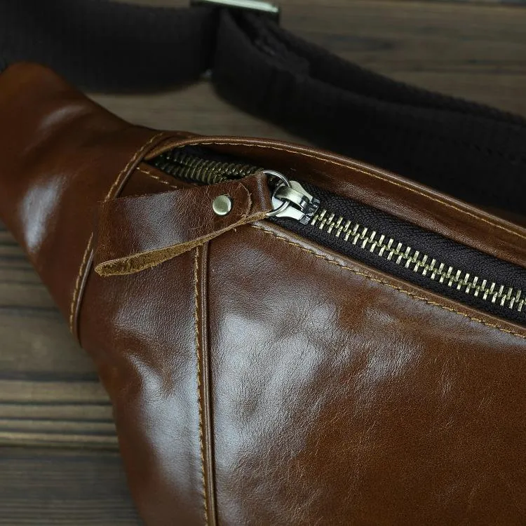Brown MENS LEATHER FANNY PACK Coffee BUMBAG Vintage WAIST BAGS for Men