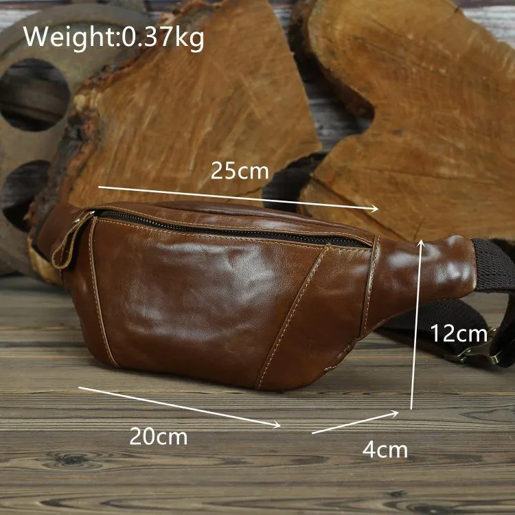 Brown MENS LEATHER FANNY PACK Coffee BUMBAG Vintage WAIST BAGS for Men