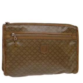 CELINE Macadam Canvas Clutch Bag Beige Auth bs13249