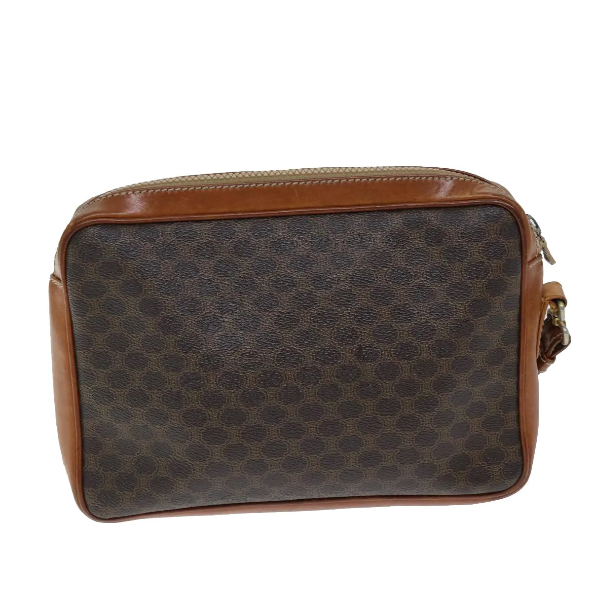CELINE Macadam Canvas Clutch Bag PVC Brown Auth bs14536