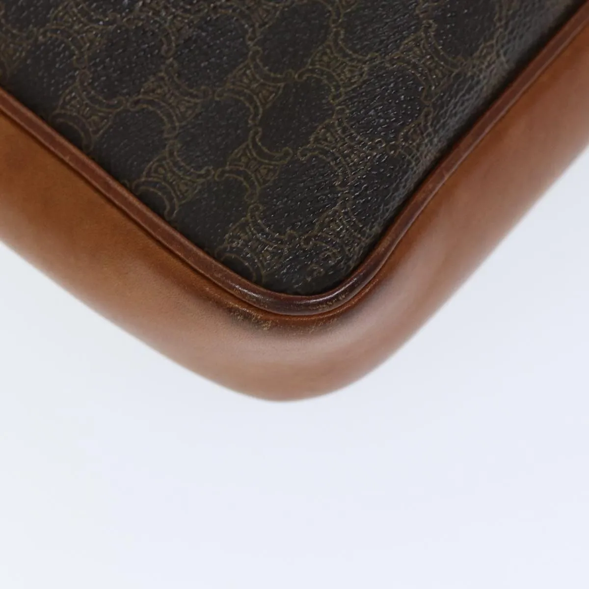 CELINE Macadam Canvas Clutch Bag PVC Brown Auth bs14536