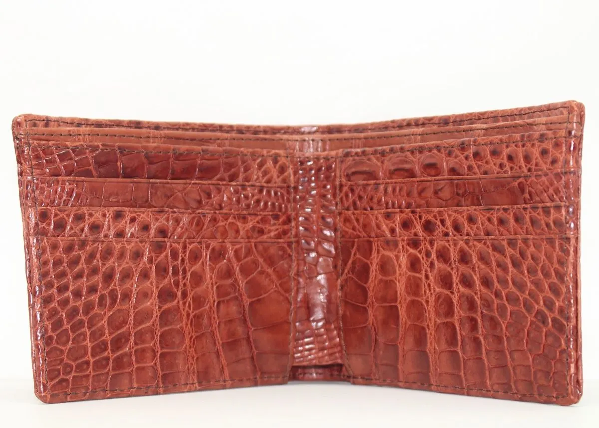 Classic Crocodile Wallet, Genuine Full Crocodile Skin Wallet for Men, Brown