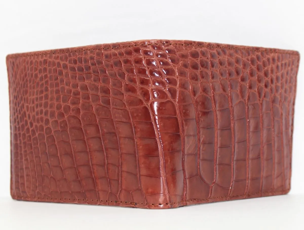 Classic Crocodile Wallet, Genuine Full Crocodile Skin Wallet for Men, Brown