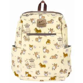 Cream Corgi Puppy Zipper Backpack