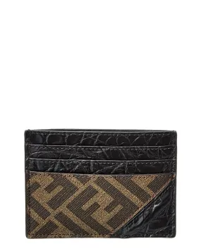 FENDI Diagonal Crocodile Card Holder
