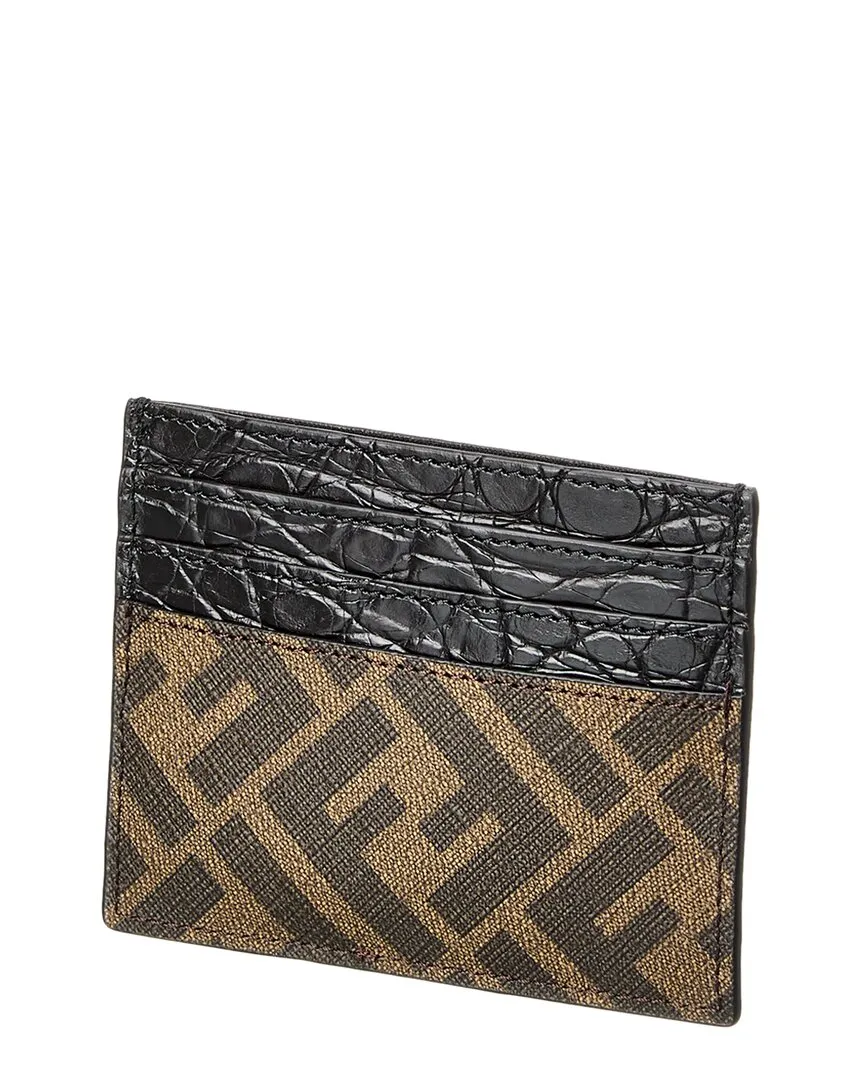 FENDI Diagonal Crocodile Card Holder