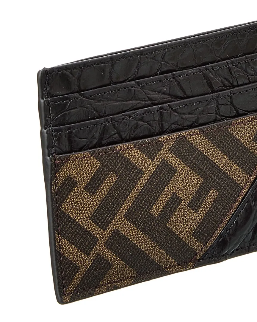 FENDI Diagonal Crocodile Card Holder