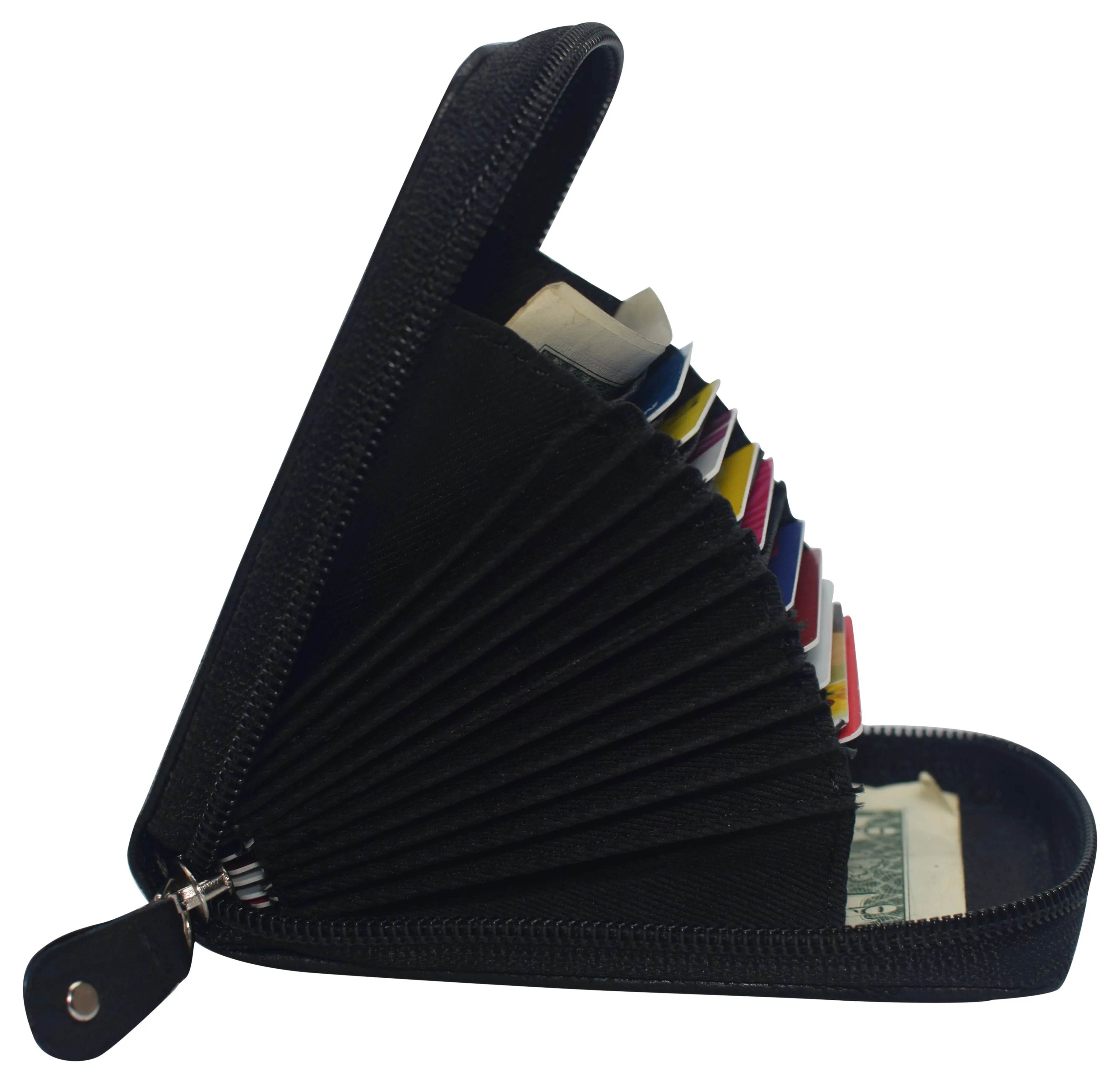 Genuine Leather Men Wallet Credit Card Holder RFID Blocking Zipper Pocket Thin