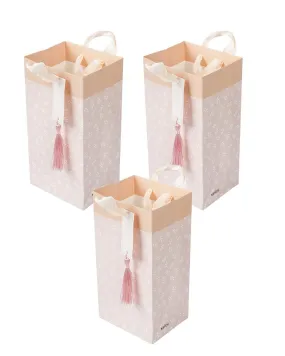 Gift Bag, Botanical Print, Small, Paper Bag, Peach, Paper, Set of 3