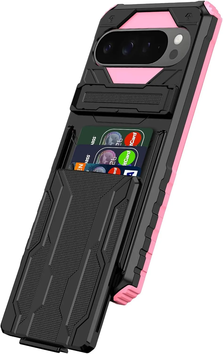 Google Pixel 9 Pro Wallet Case Credit Card Holder Stand  Protective Phone Case - Black