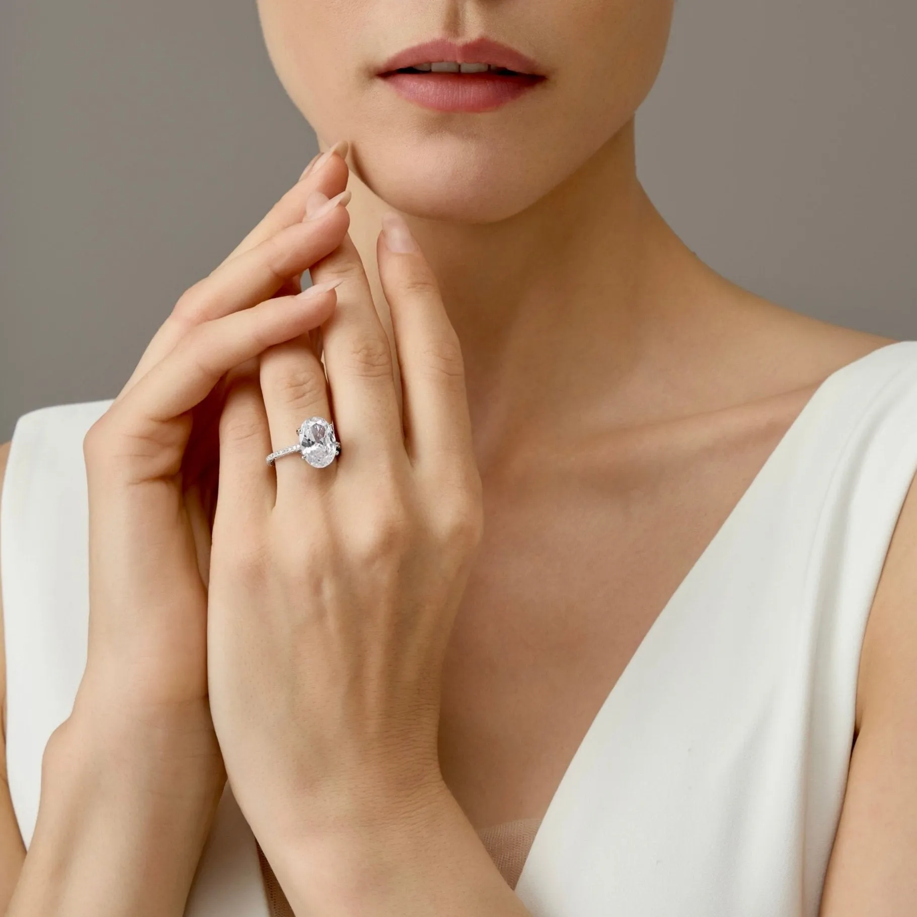 Hidden Halo 5 Carat Oval Cut Solitaire Engagement Ring