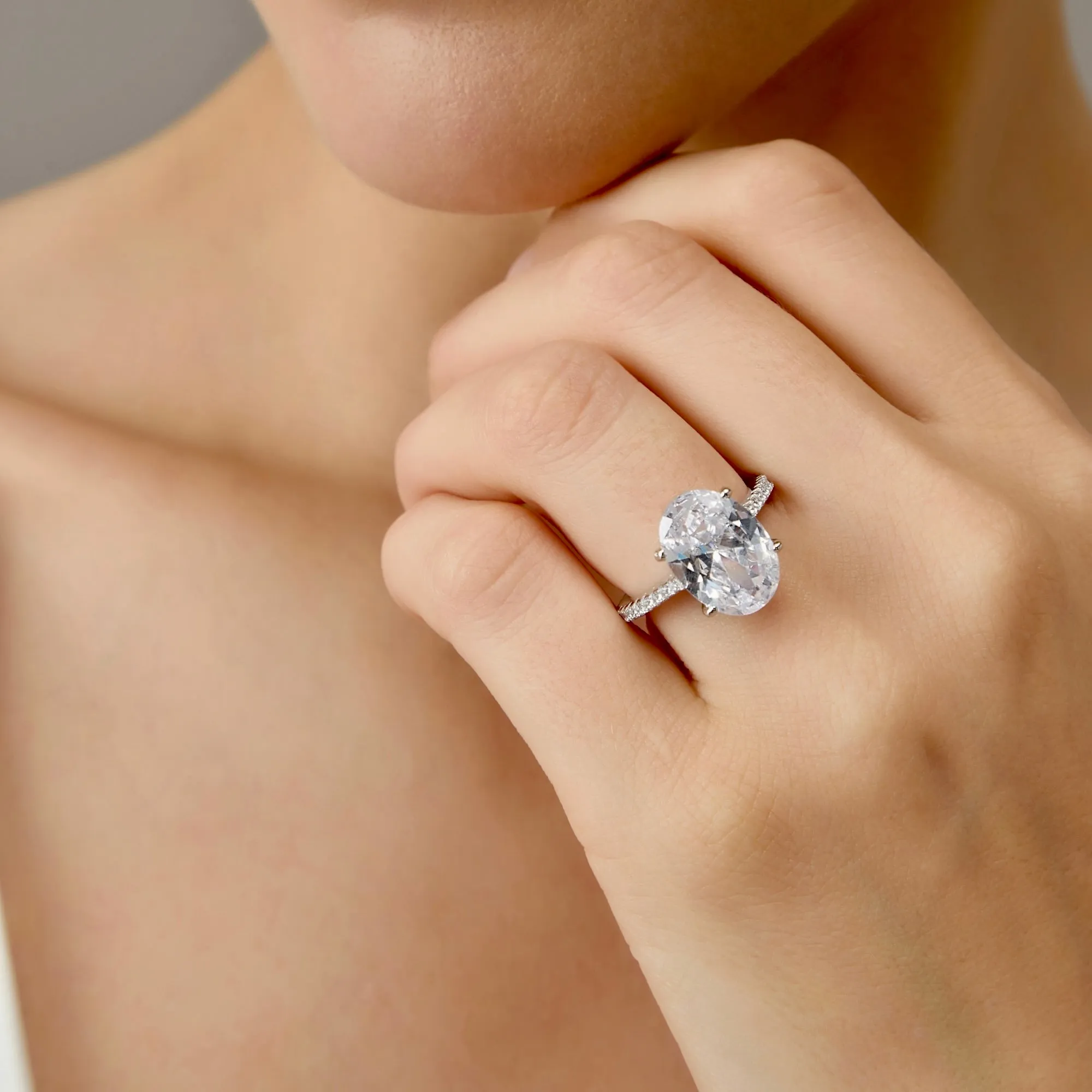 Hidden Halo 5 Carat Oval Cut Solitaire Engagement Ring
