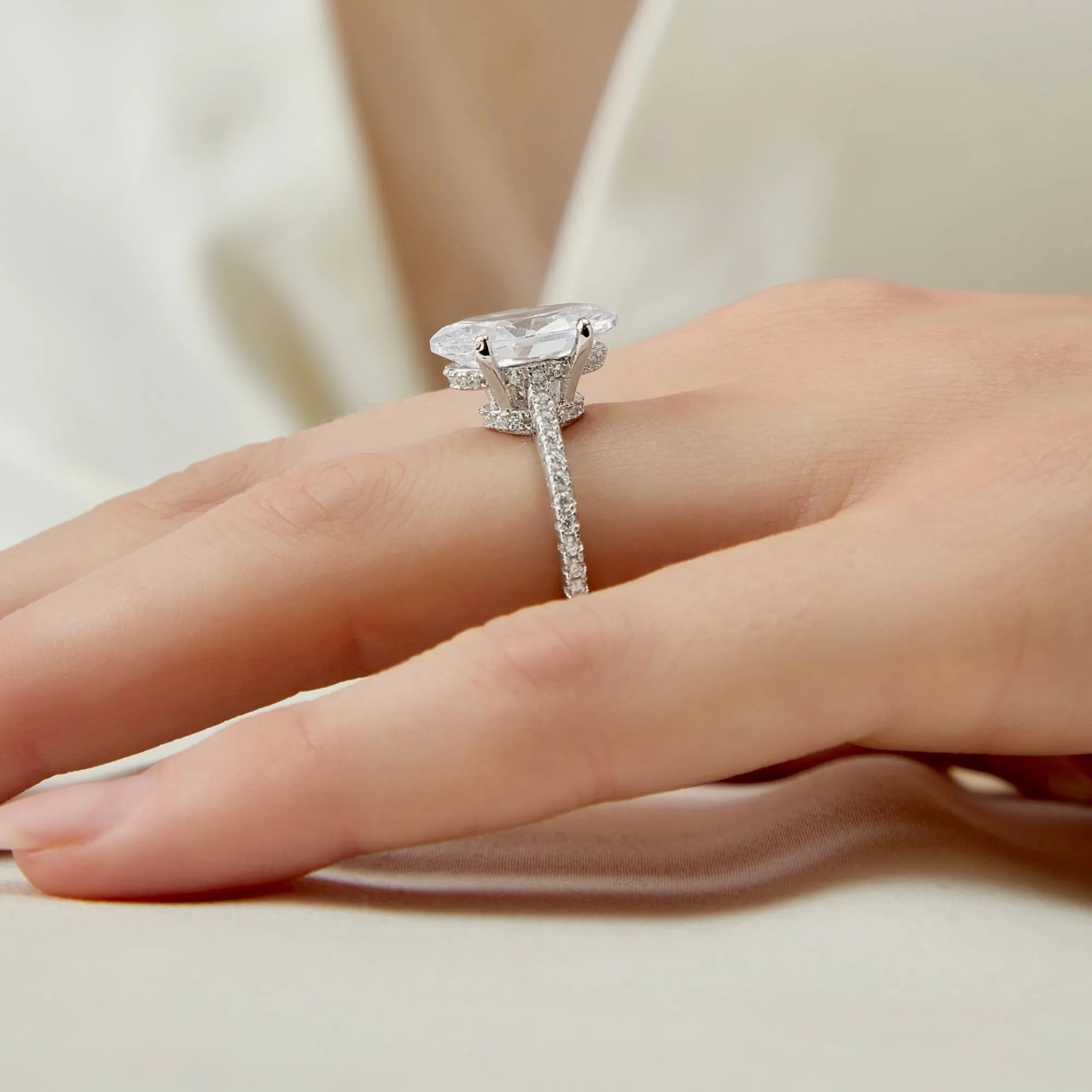 Hidden Halo 5 Carat Oval Cut Solitaire Engagement Ring