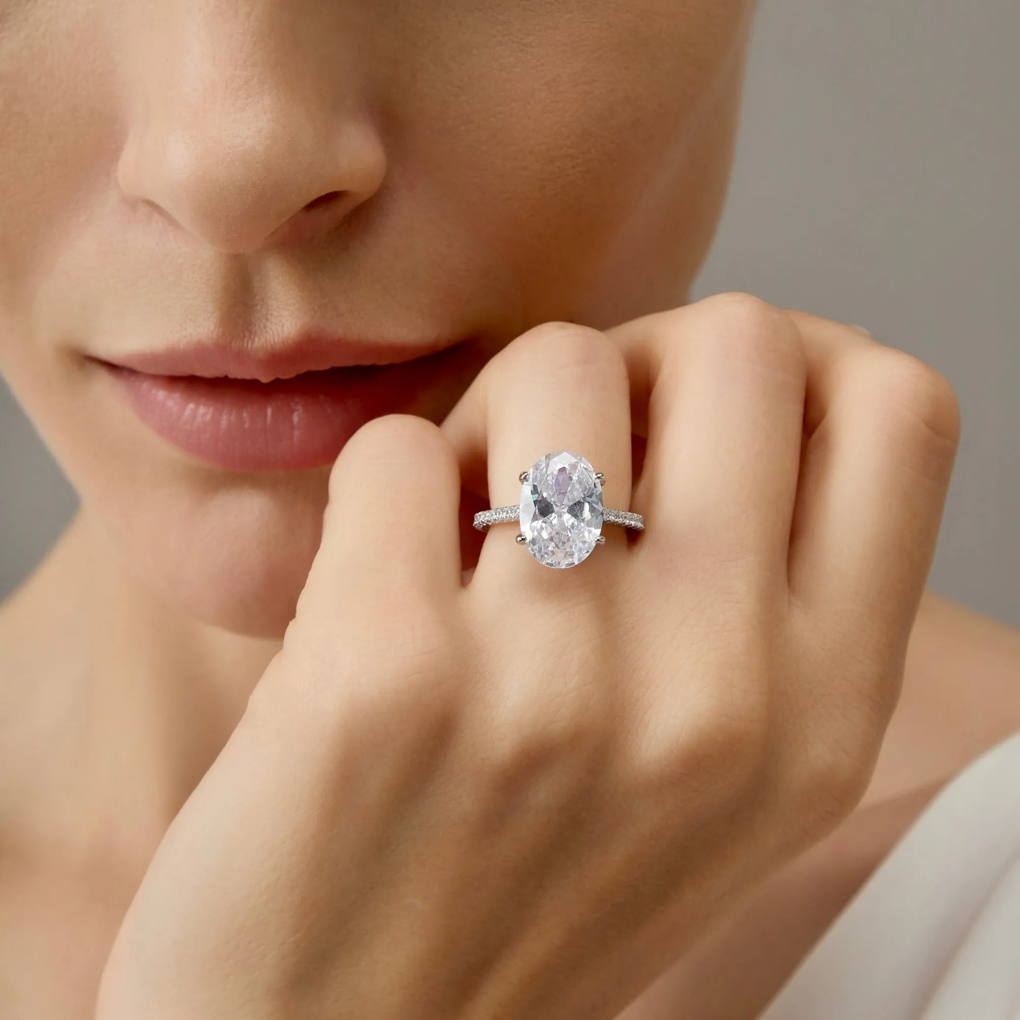Hidden Halo 5 Carat Oval Cut Solitaire Engagement Ring