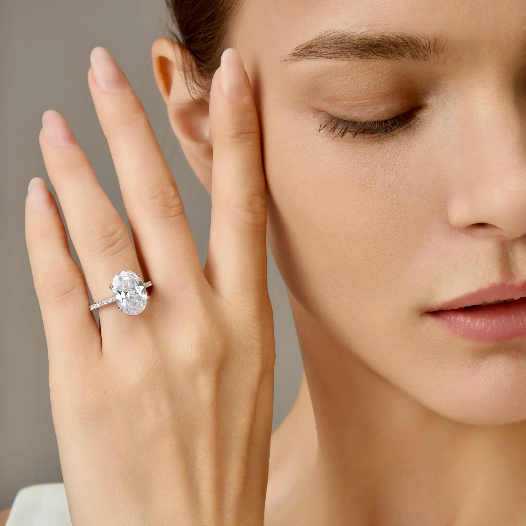 Hidden Halo 5 Carat Oval Cut Solitaire Engagement Ring