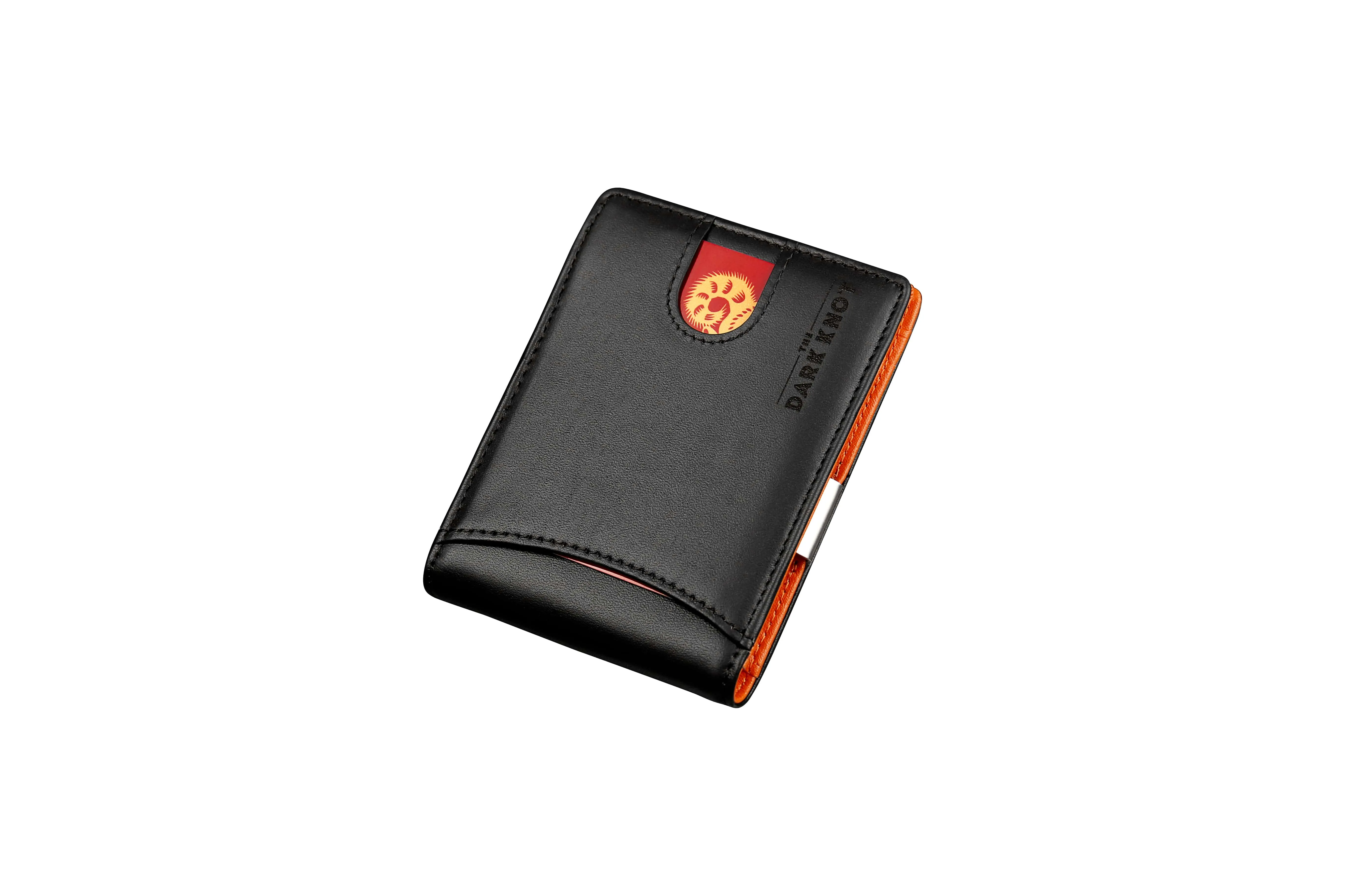 Lexington Slim Leather Wallet, Black / Orange