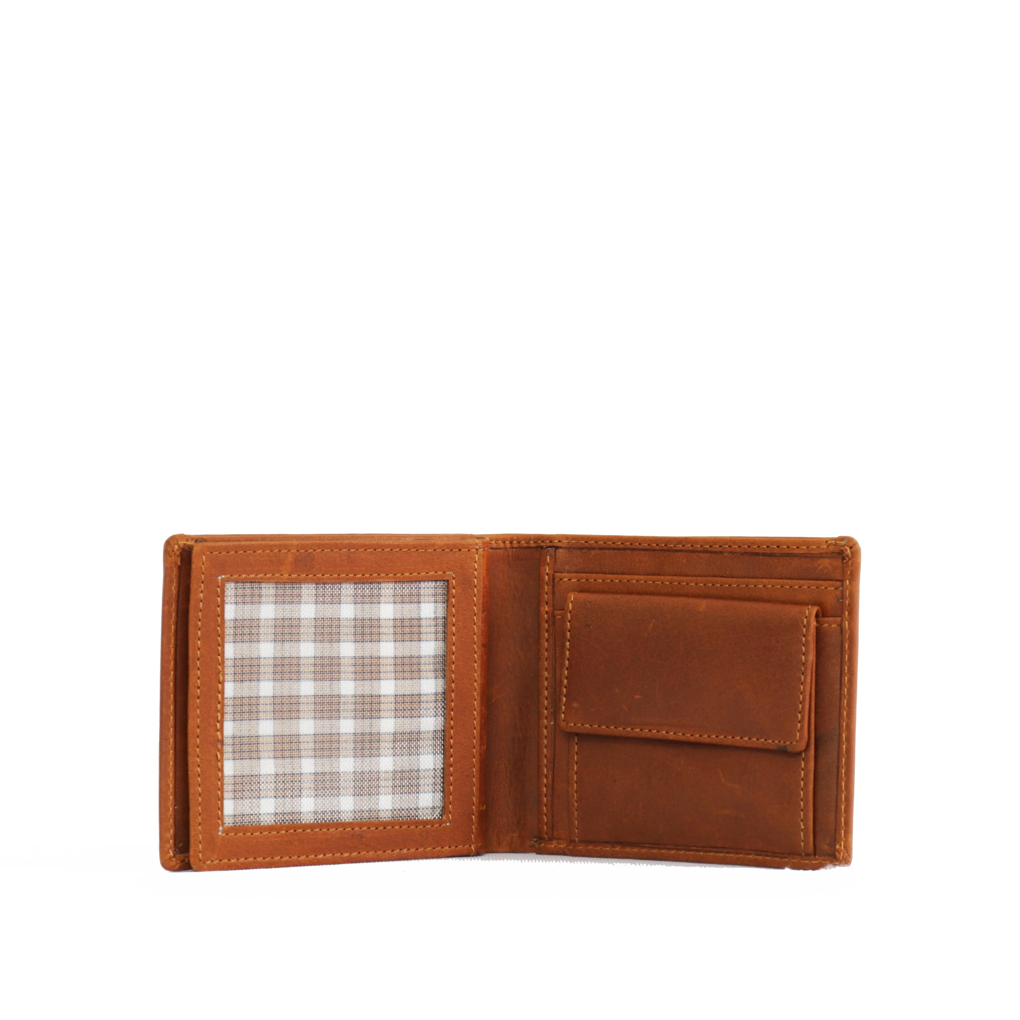 Maheejaa Men's Bi-fold Genuine Leather Regular Wallet - Tan