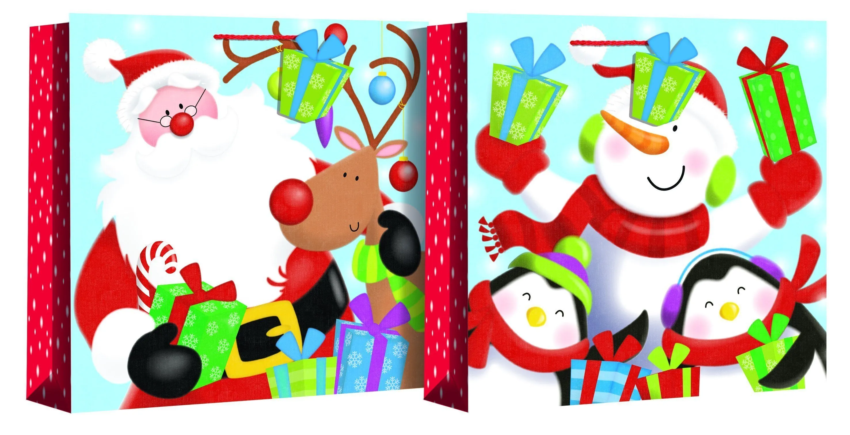 Merry Christmas Jumbo Xmas Bag - Santa & Snowman
