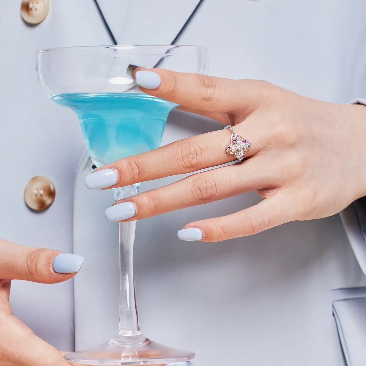 Multi Coloured Stone Clover Promise Ring
