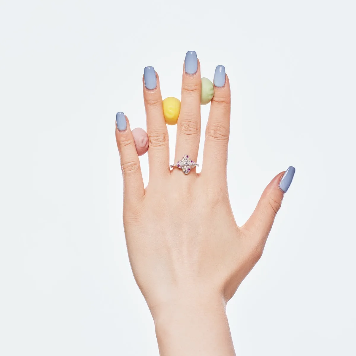 Multi Coloured Stone Clover Promise Ring