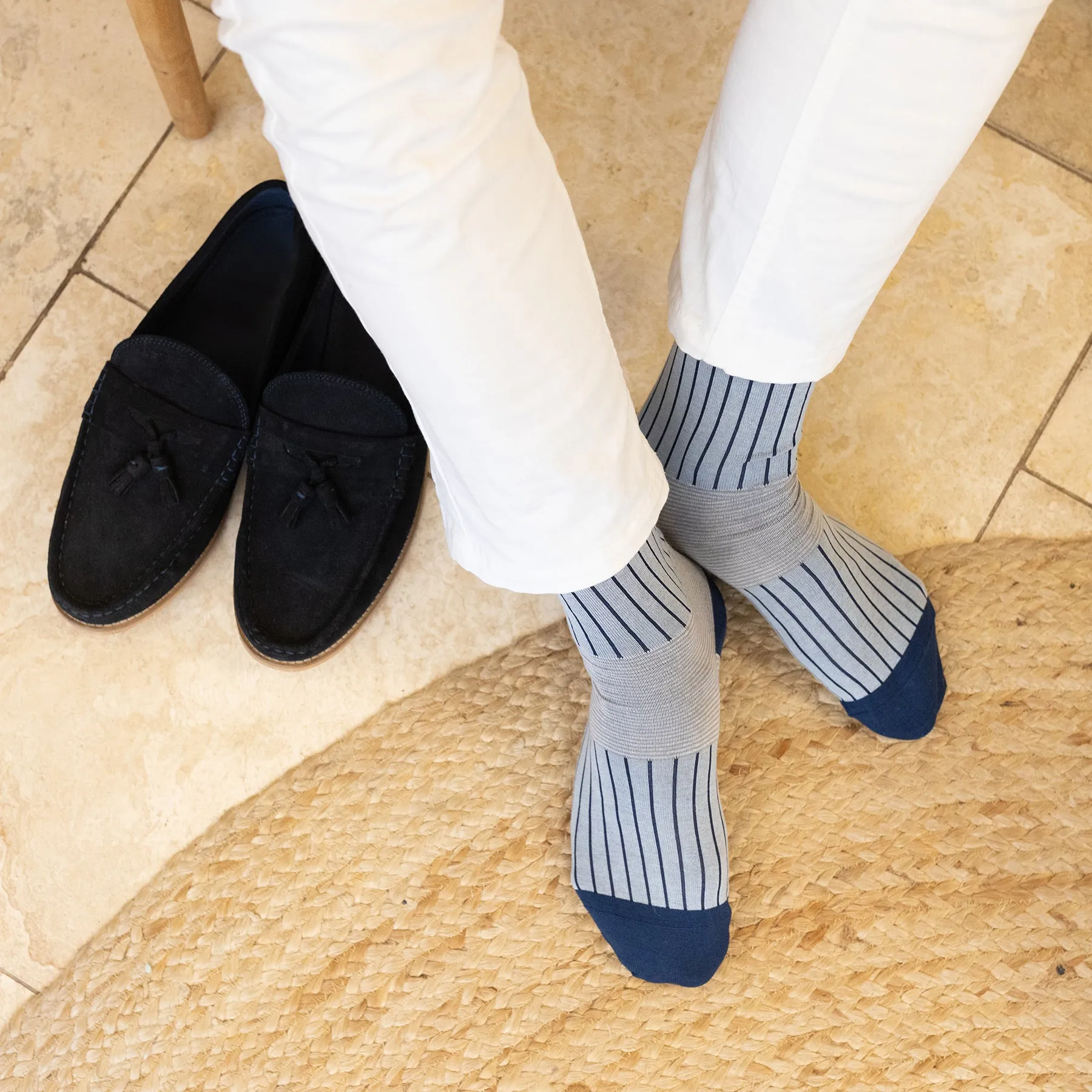 Oxford Stripe Men's Socks - Blue