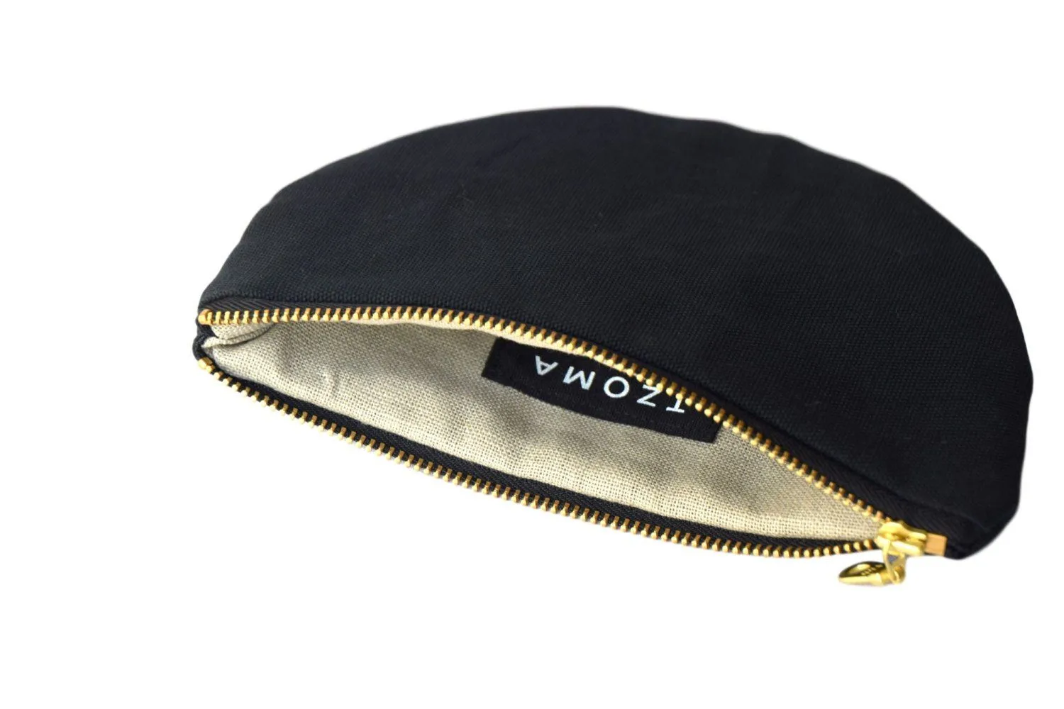 Paula Half-Moon Pouch In Black Waxed Canvas