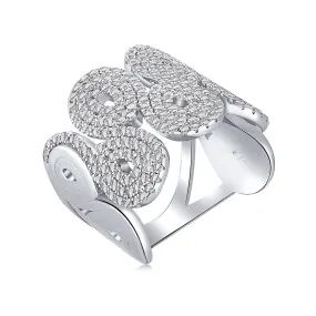 Pave Multi Swirl Wide Band Statement Ring