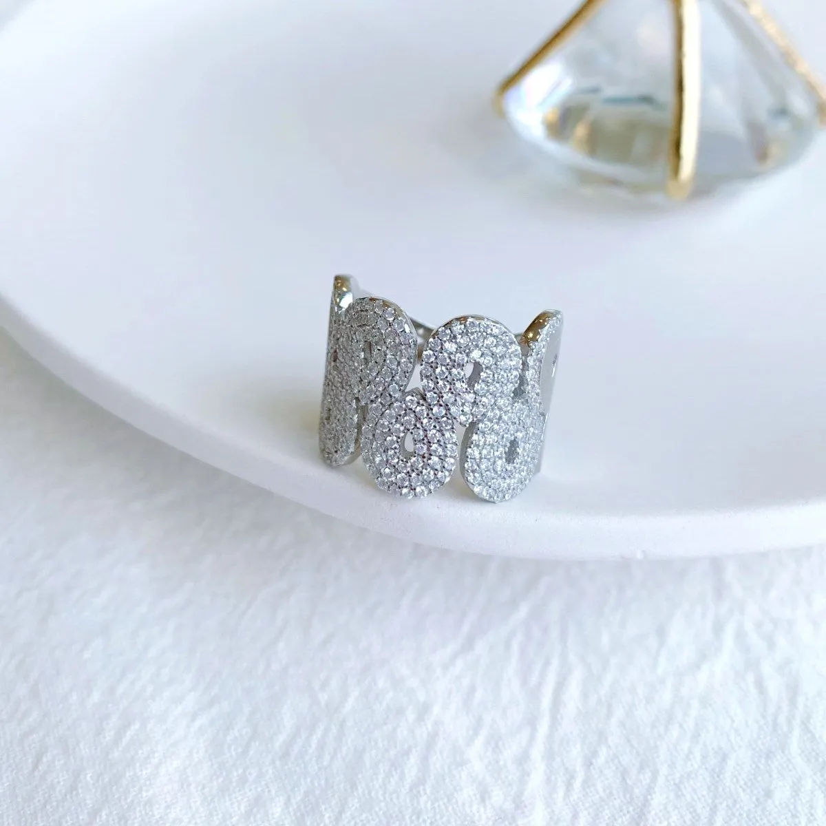 Pave Multi Swirl Wide Band Statement Ring