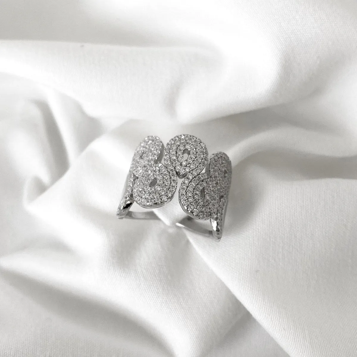 Pave Multi Swirl Wide Band Statement Ring