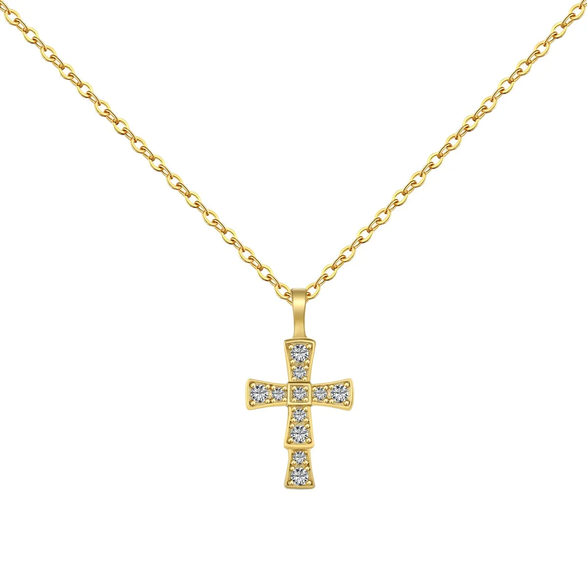 Pave Ridge Small Crucifix Necklace
