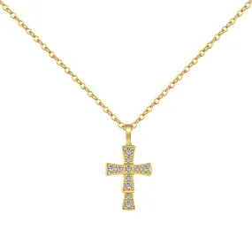 Pave Ridge Small Crucifix Necklace