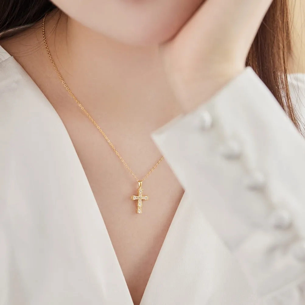 Pave Ridge Small Crucifix Necklace
