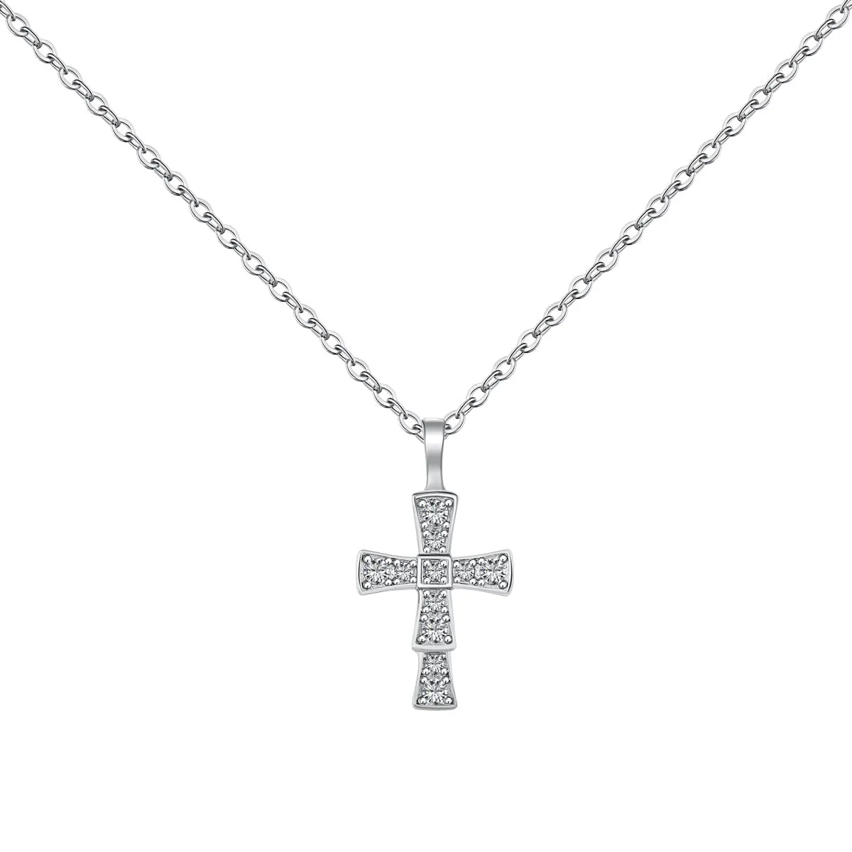 Pave Ridge Small Crucifix Necklace