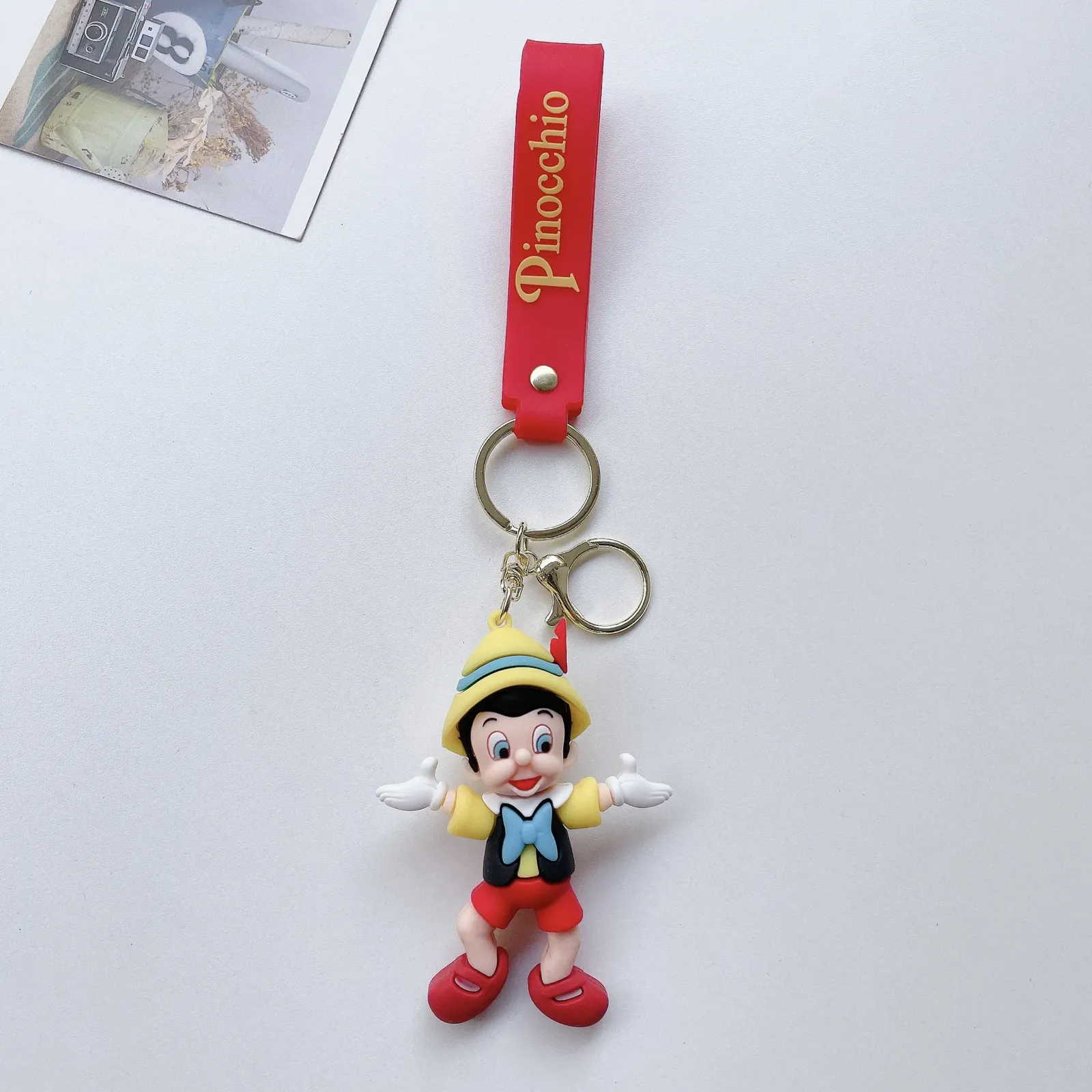 PINOCCHIO 3D RUBBER KEYRING KEYCHAIN FOR BACKPACK CAR KEYS HOUSE KEYS PENDANT