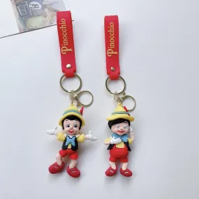 PINOCCHIO 3D RUBBER KEYRING KEYCHAIN FOR BACKPACK CAR KEYS HOUSE KEYS PENDANT