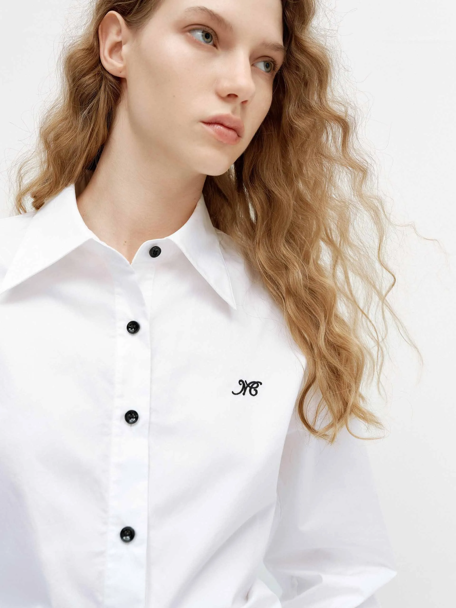 Pleated Waist Cotton Shirt